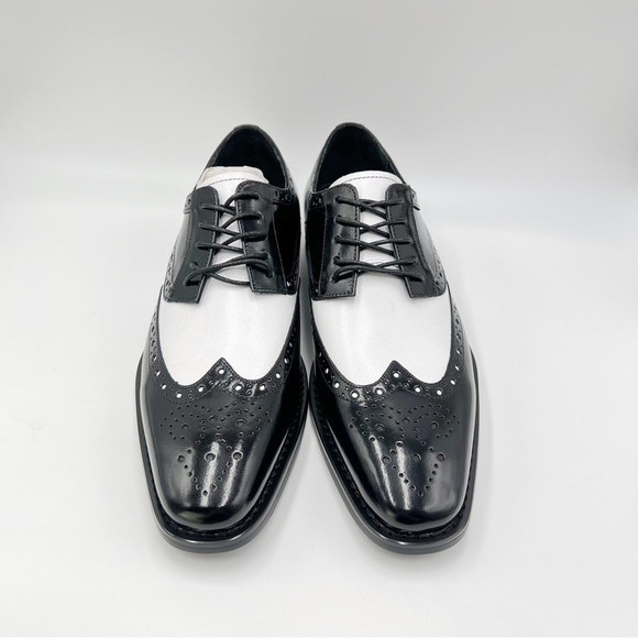 Stacy Adams Mens Size 8.5 Tinsley Black‎ White Wingtip Oxfords Dress Shoes NEW main image 12